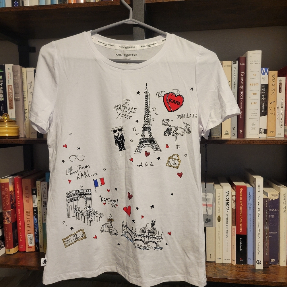 Karl Lagerfeld White T-Shirt with Parisian Graphic